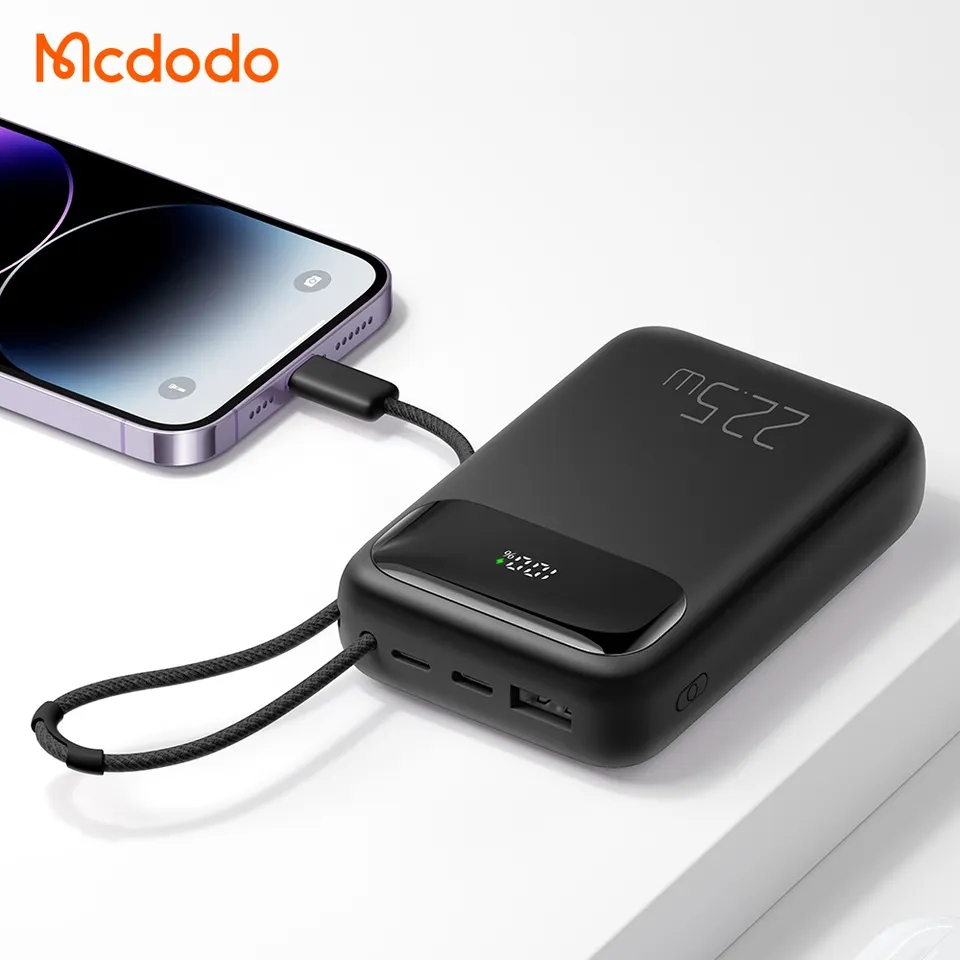 McDodo MC-3253 USB+USB-C powerbank med ögla, 10 000mAh