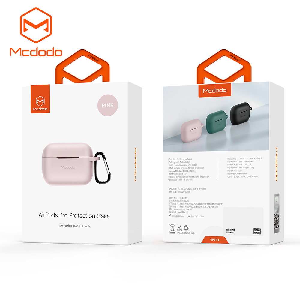 Mcdodo PC-7602 Airpods skyddsfodral, LED, rosa