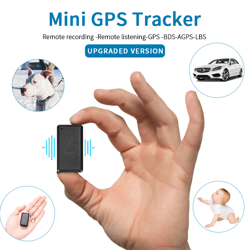 Mini GPS-spårare för bilar eller husdjur, 600mAh, svart