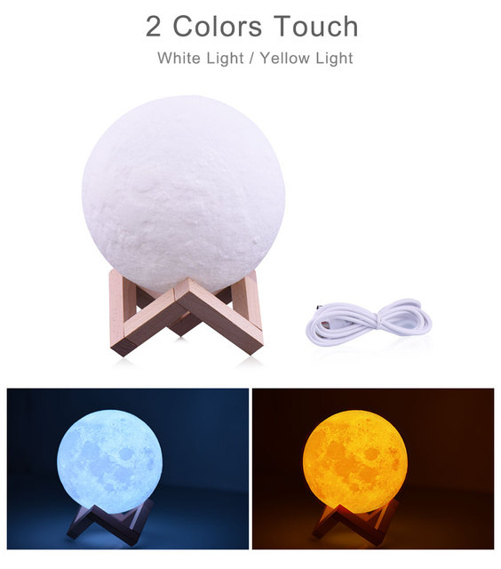 Moon Light 3D bordslampa med 2 färger, LED, 5V