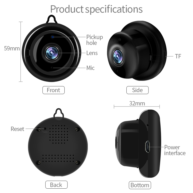 Multifunktionell Trådlös IP-kamera med molnlagring, WiFi