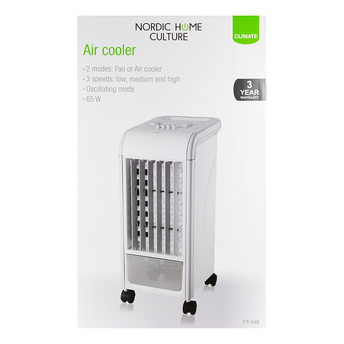 Nordic Home Culture Luftkylare, 2 lägen, 3 hastigheter, 65W