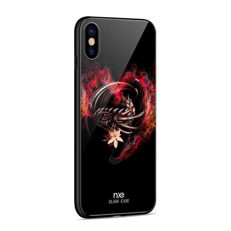 NXE Hybrid TPU skal med motiv, 9H, iPhone XS Max, dragon & heart