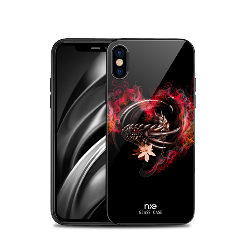 NXE Hybrid TPU skal med motiv, 9H, iPhone XS Max, dragon & heart