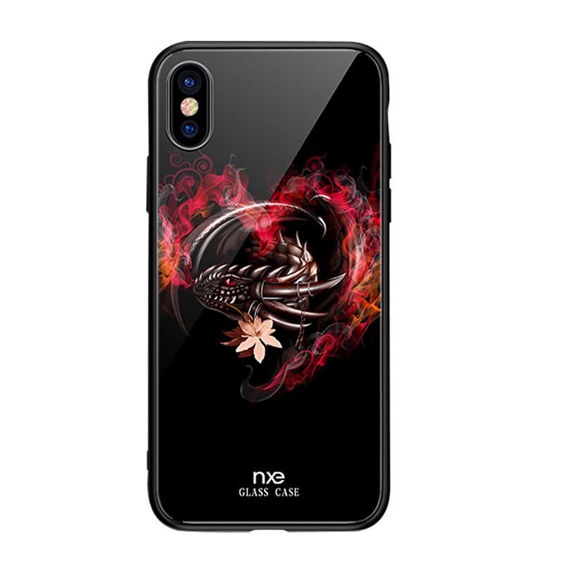 NXE Hybrid TPU skal med motiv, 9H, iPhone XS Max, dragon & heart