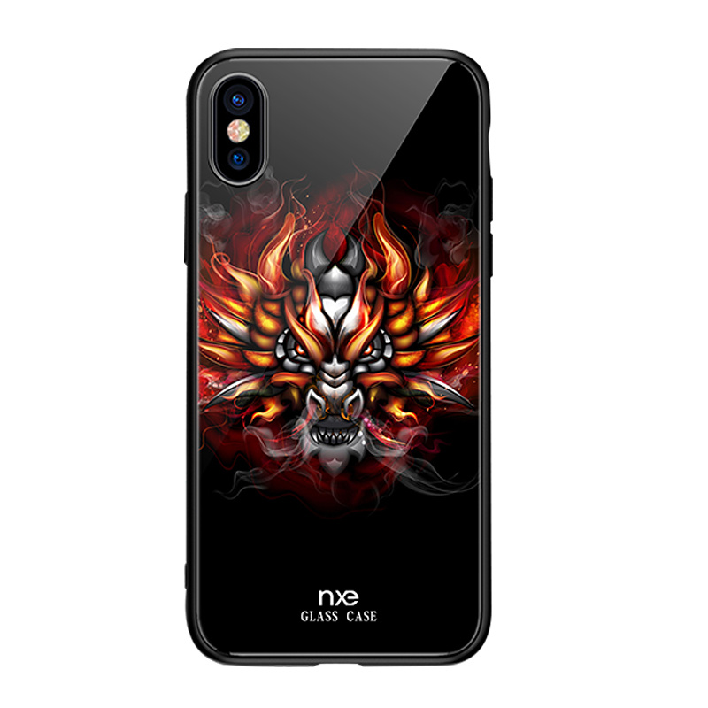 NXE Hybrid TPU skal med motiv, 9H, iPhone XS Max, angry dragon