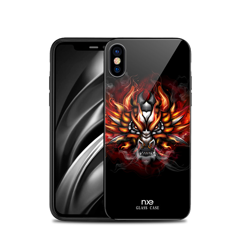NXE Hybrid TPU skal med motiv, 9H, iPhone XS Max, angry dragon