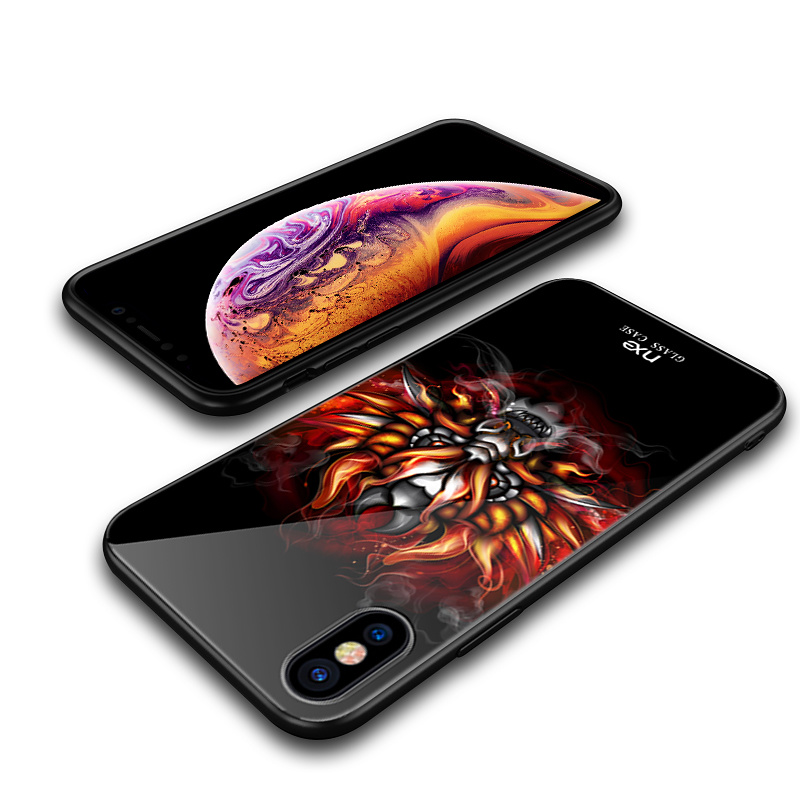 NXE Hybrid TPU skal med motiv, 9H, iPhone XS Max, angry dragon