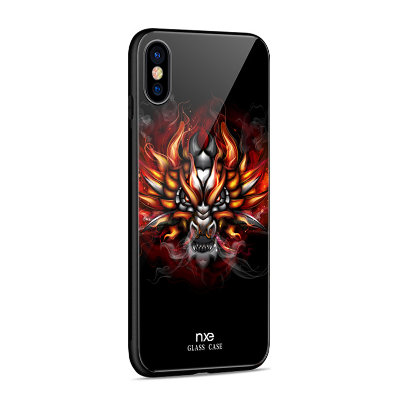 NXE Hybrid TPU skal med motiv, 9H, iPhone XS Max, angry dragon