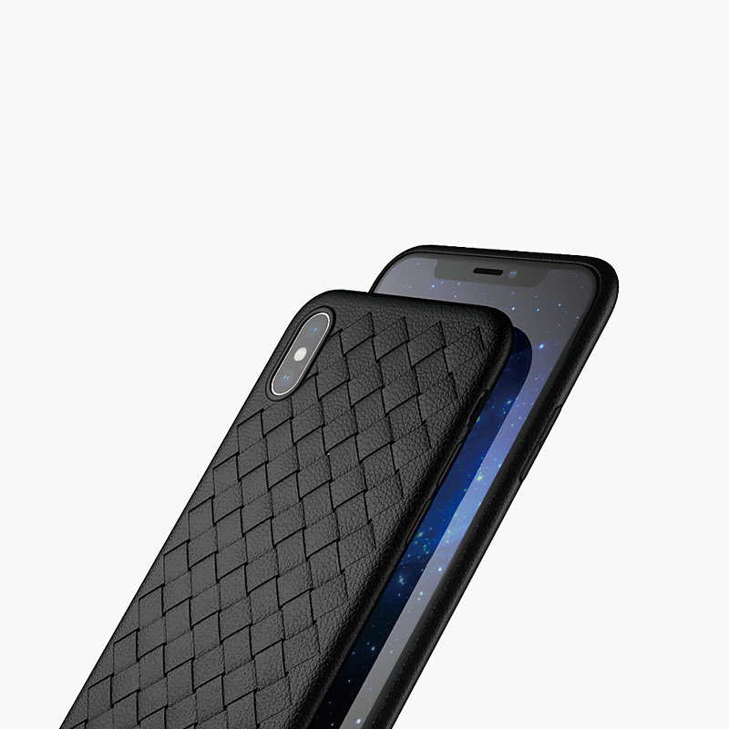 NXE Woven TPU skal med härdat glas, iPhone X/XS, svart