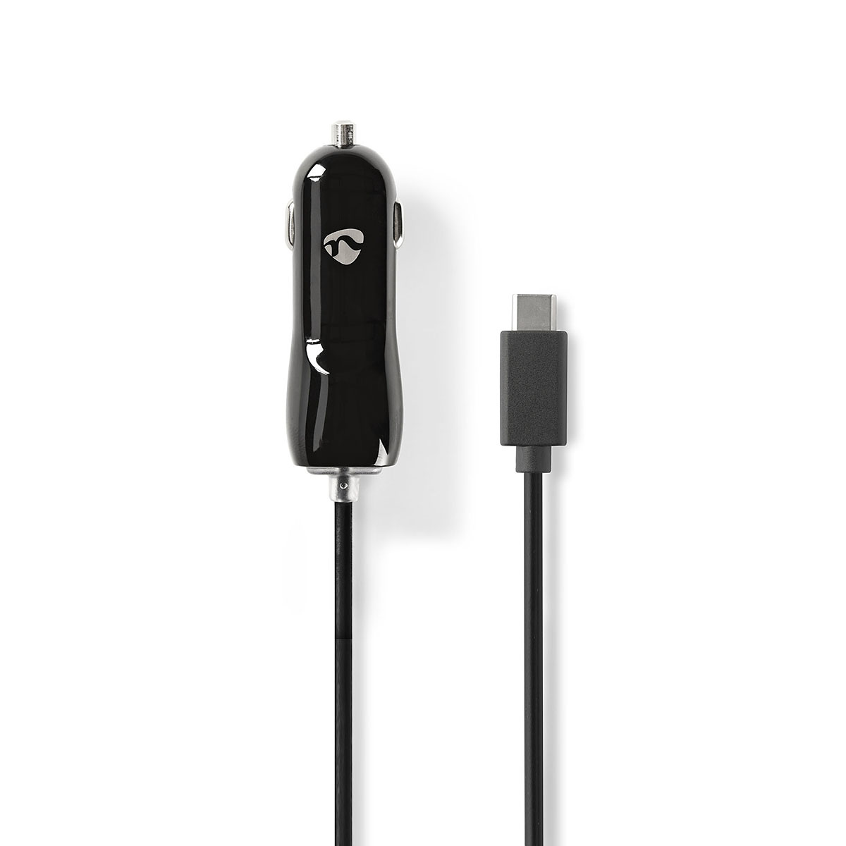 Nedis Billaddare, 3.0A, fast kabel, USB-C, svart