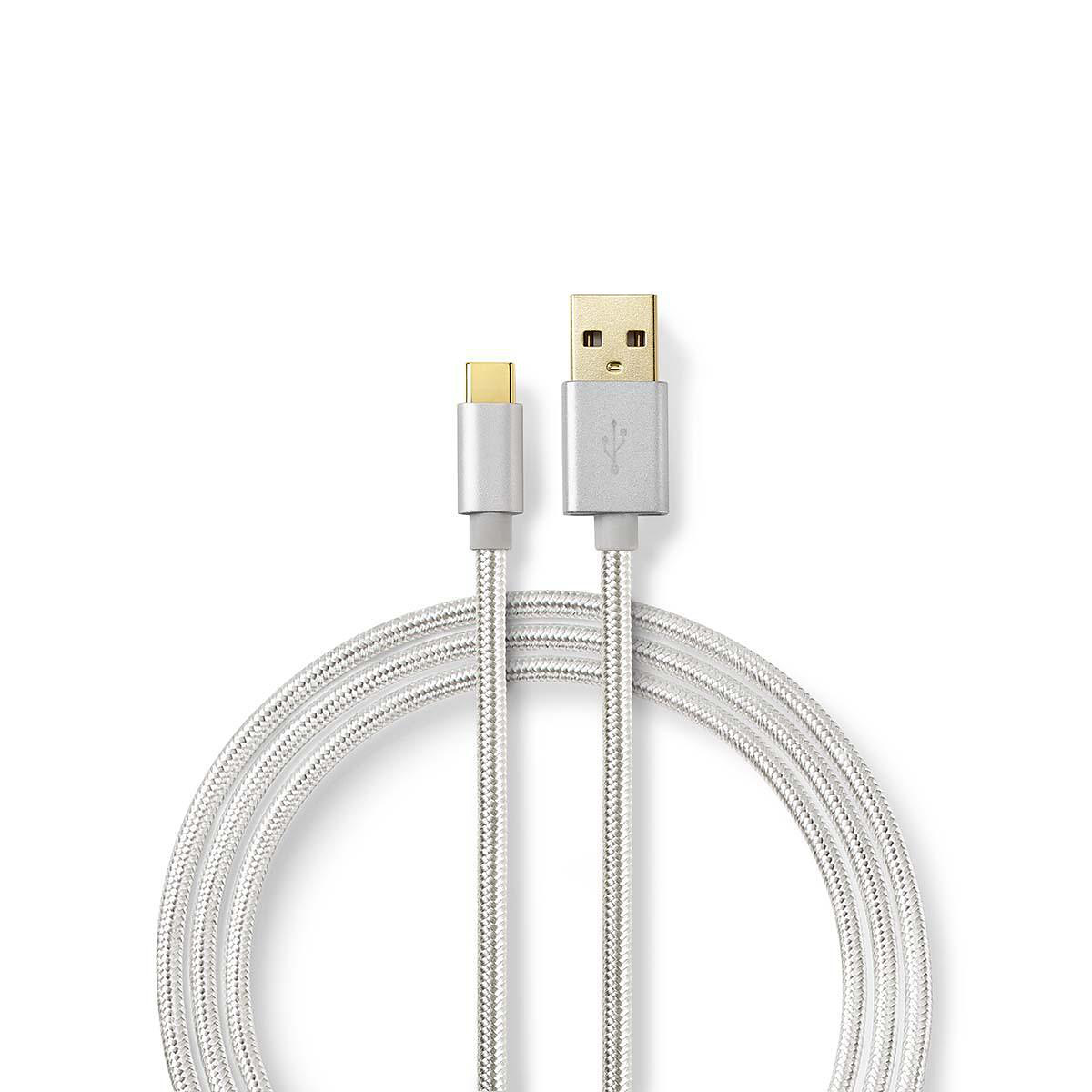 Nedis slitstark USB-A till USB-C kabel, 2m