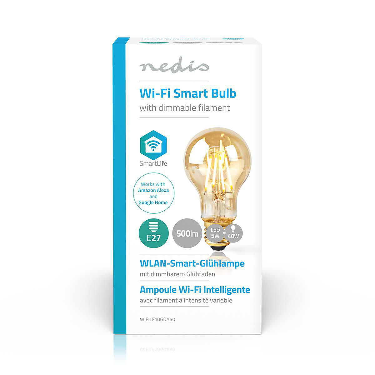 Nedis Wi-Fi Smart LED-filamentlampa E27, 5W 500lm