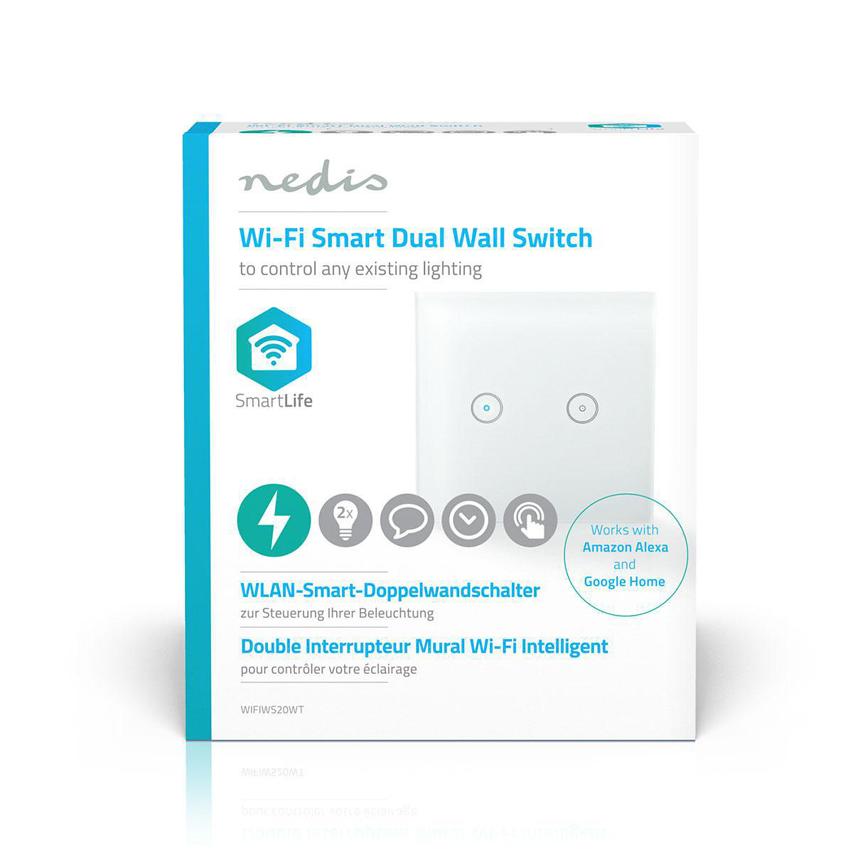 Nedis WiFi Smart ljusomkopplare - Dubbel