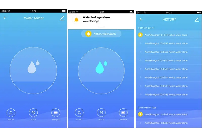 Wifi-kopplad vattensensor med tillhörande app, 3V