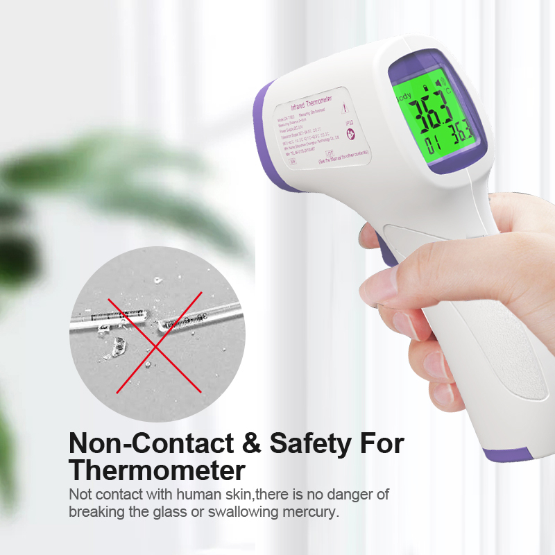 Beröringsfri termometer med färgskiftande LCD-skärm, 32-42-5°C