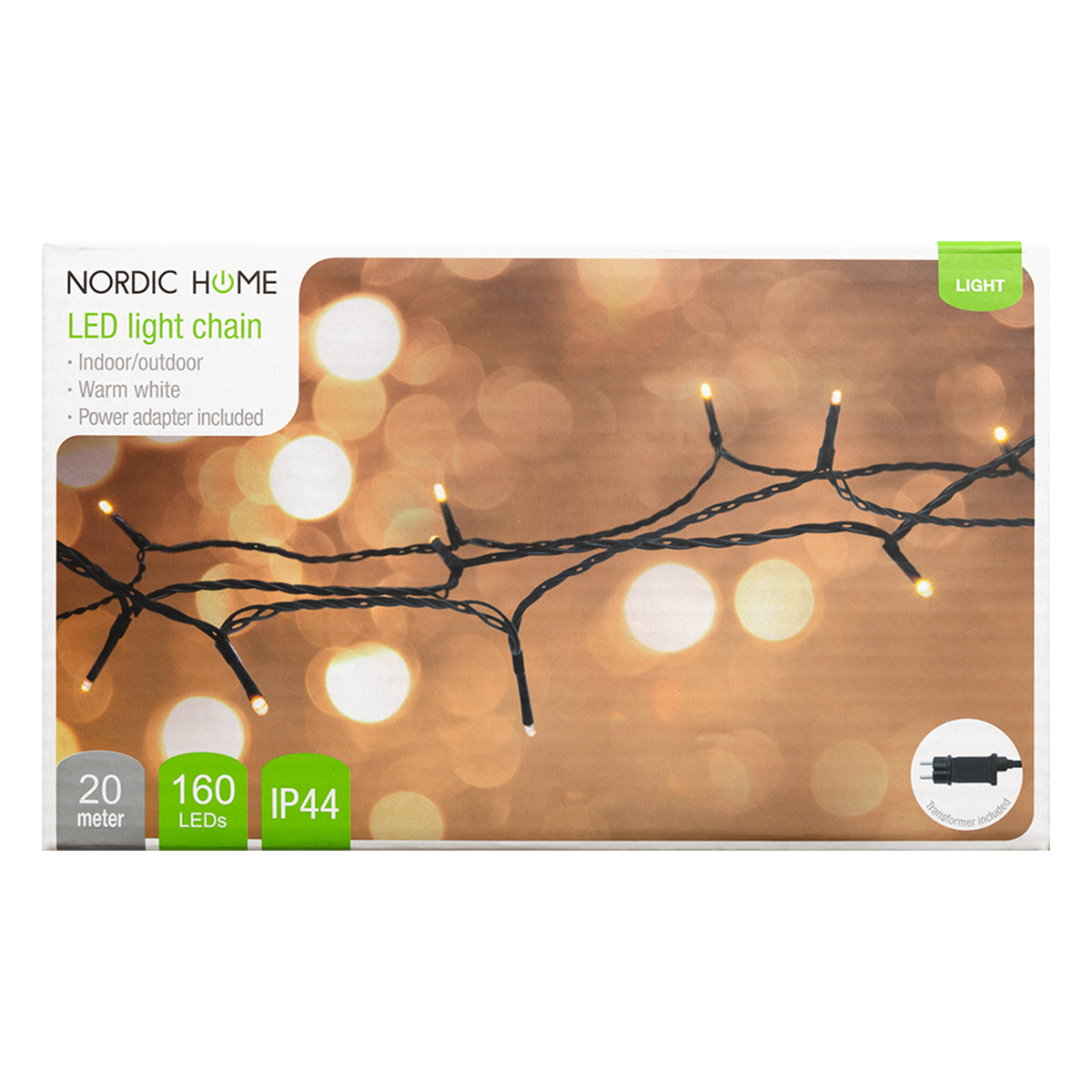 Nordic Home Ljusslinga för inomhus/utomhus, varmvitt, 20m