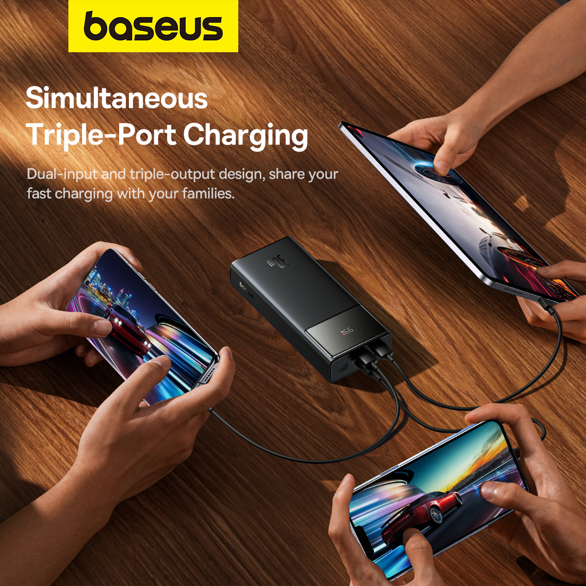 Baseus Star-Lord USB-C+USB powerbank, 20 000mAh, svart