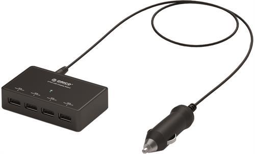 Deltaco billaddare med 4st USB-portar, 12V, 7.2A