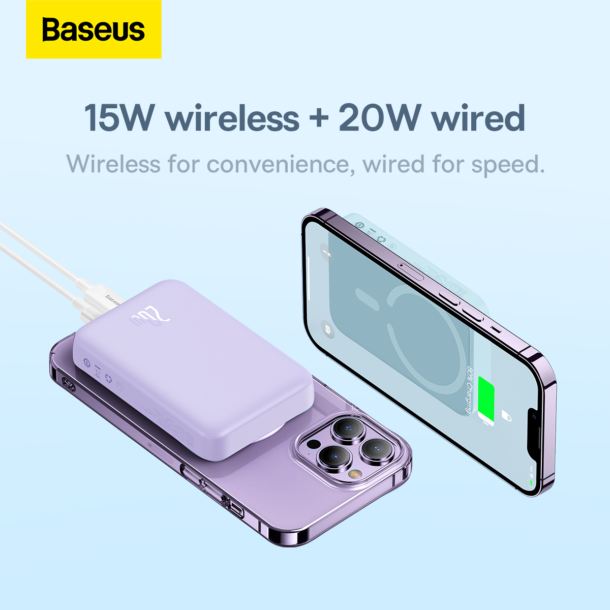 Baseus PPCX070005 magnetisk powerbank med ställ, USB-C, 5800mAh