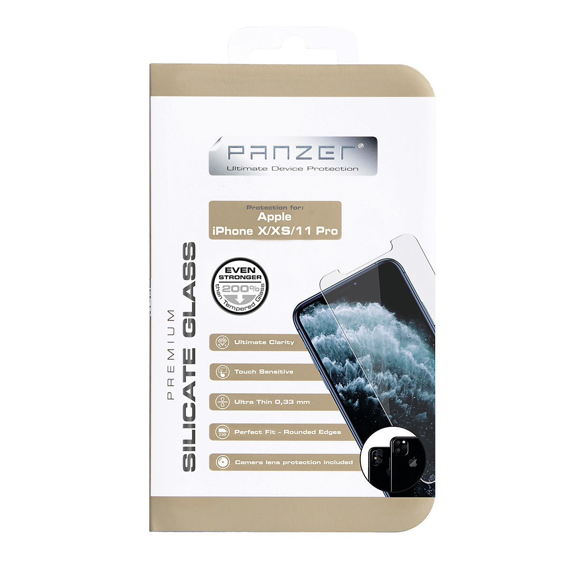 Panzer skärmskydd i silikatglas till iPhone X/XS/11 Pro
