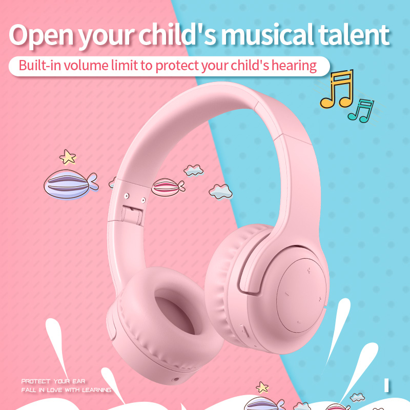 Picun E3 Trådlösa barnhörlurar, Bluetooth v5.0, rosa