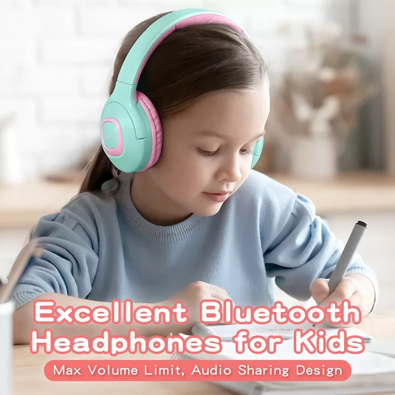 Picun E5 trådlösa barnhörlurar med volymbegränsning, 85dB, blå