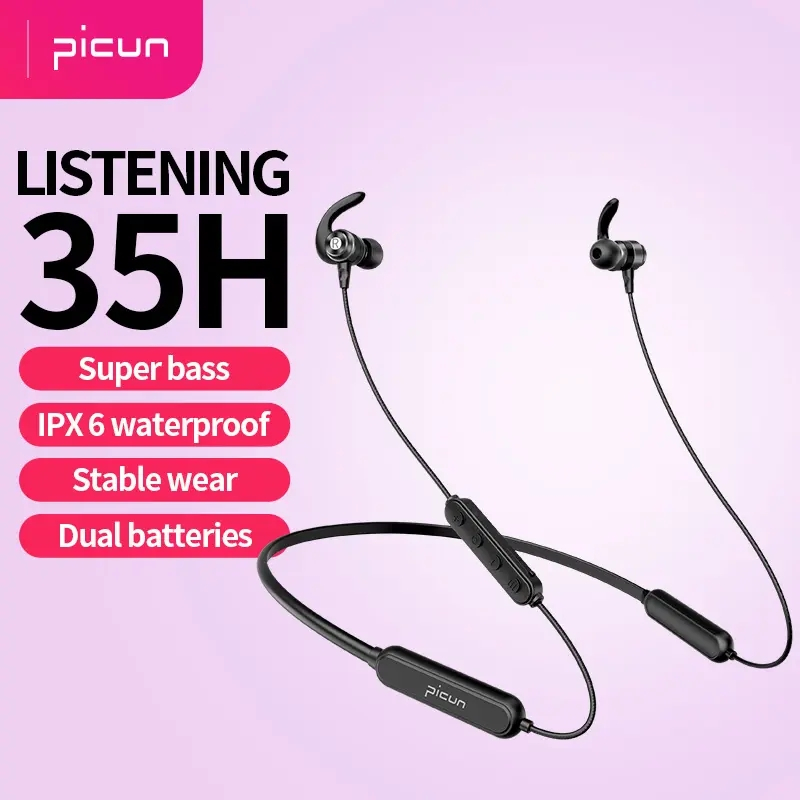 Picun H18S Magnetiska In-Ear sporthörlurar, BT5.0, rosa