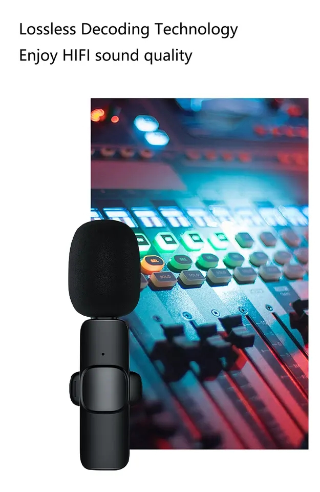 Trådlös lavalier-mikrofon med 3.5mm-kontakt, 60mAh
