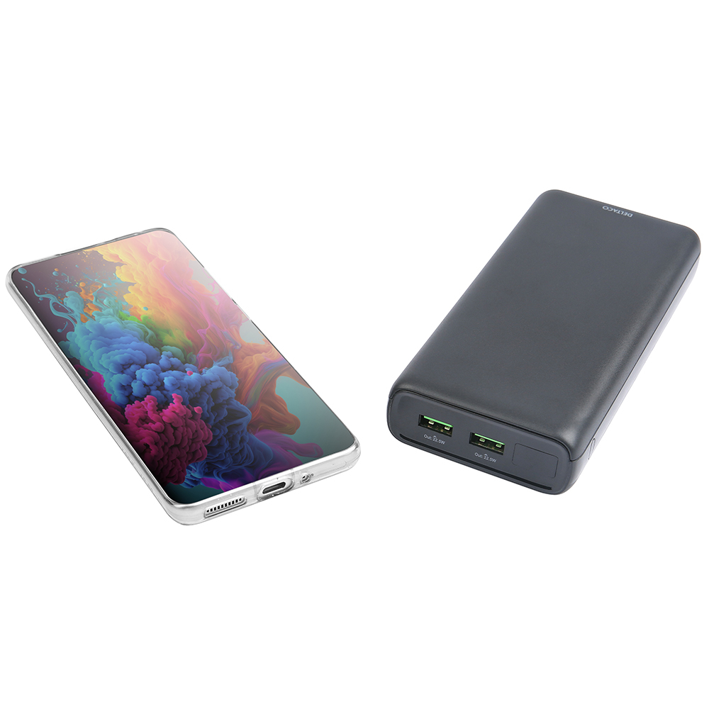 2xUSB+USB-C powerbank, PD 60W, 20 000mAh