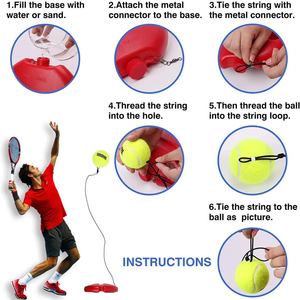 Tennis-träningsverktyg med boll, 21x21x5cm