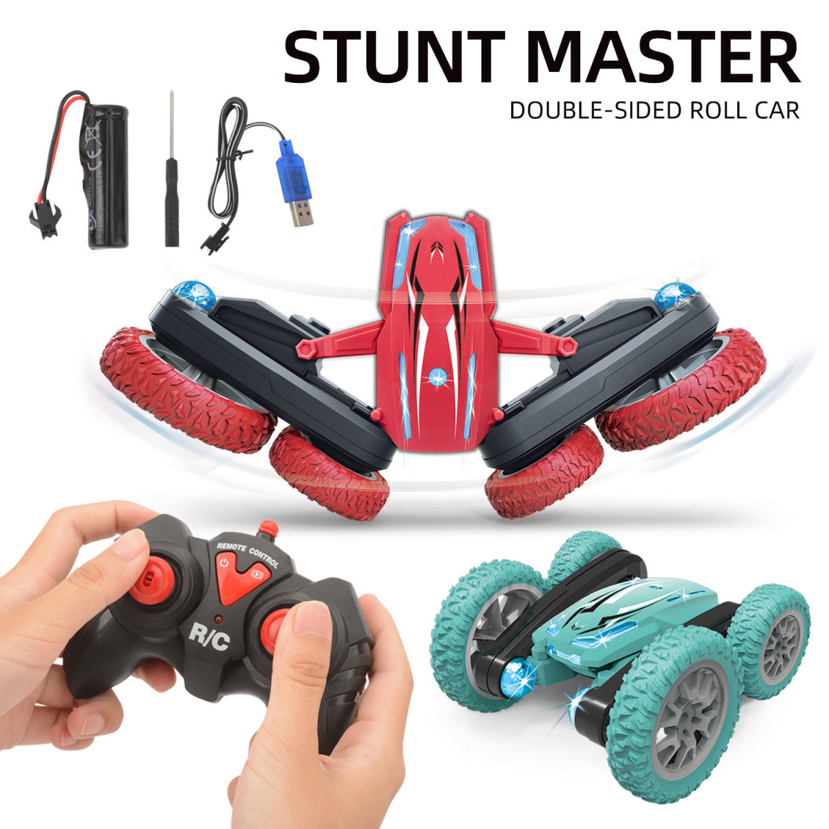 Radiostyrd bil Stunt Master med 360° rotation, LED, 2.4GHz