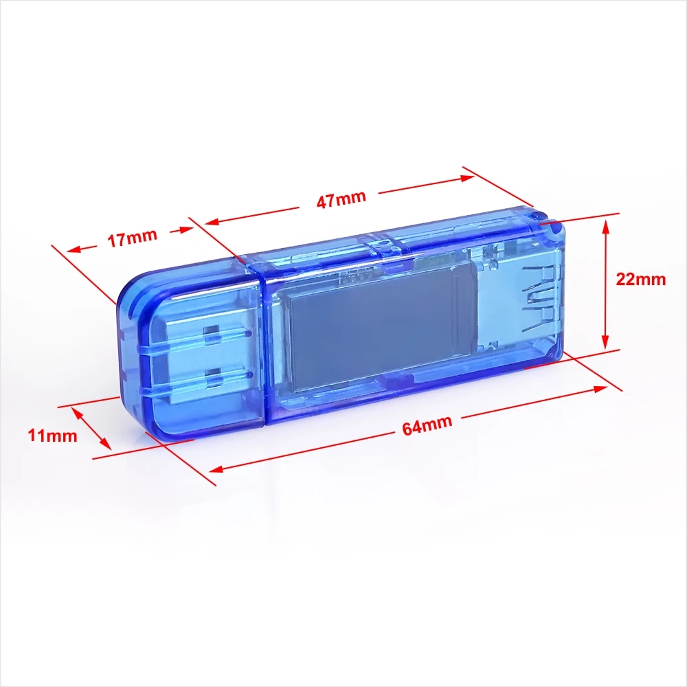 USB 3.0 voltmätare med LCD-display, 0-120W, blå