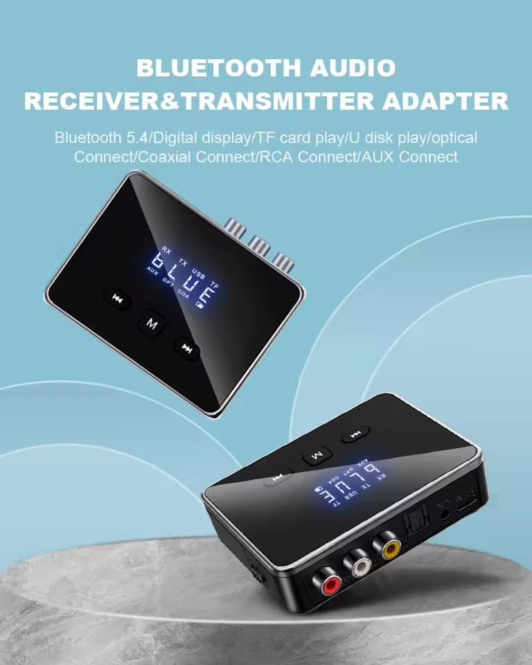 Mångsidig Bluetooth 5.4 ljudadapter, RCA, AUX, 5.2V