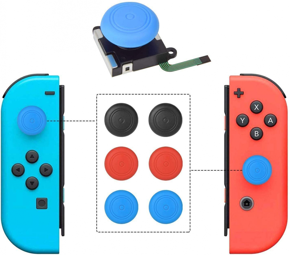 Reparationskit med joysticks till Nintendo Switch, 15 delar