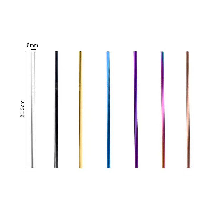 Återanvändbara sugrör i rostfritt stål, 5 delar, koppar