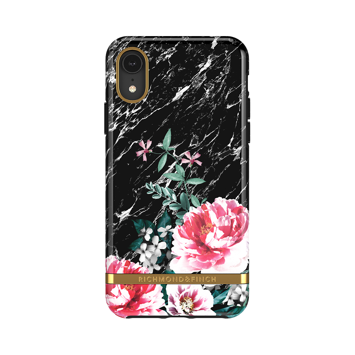 Richmond & Finch, Black Marble Floral, mobilskal för iPhone XR