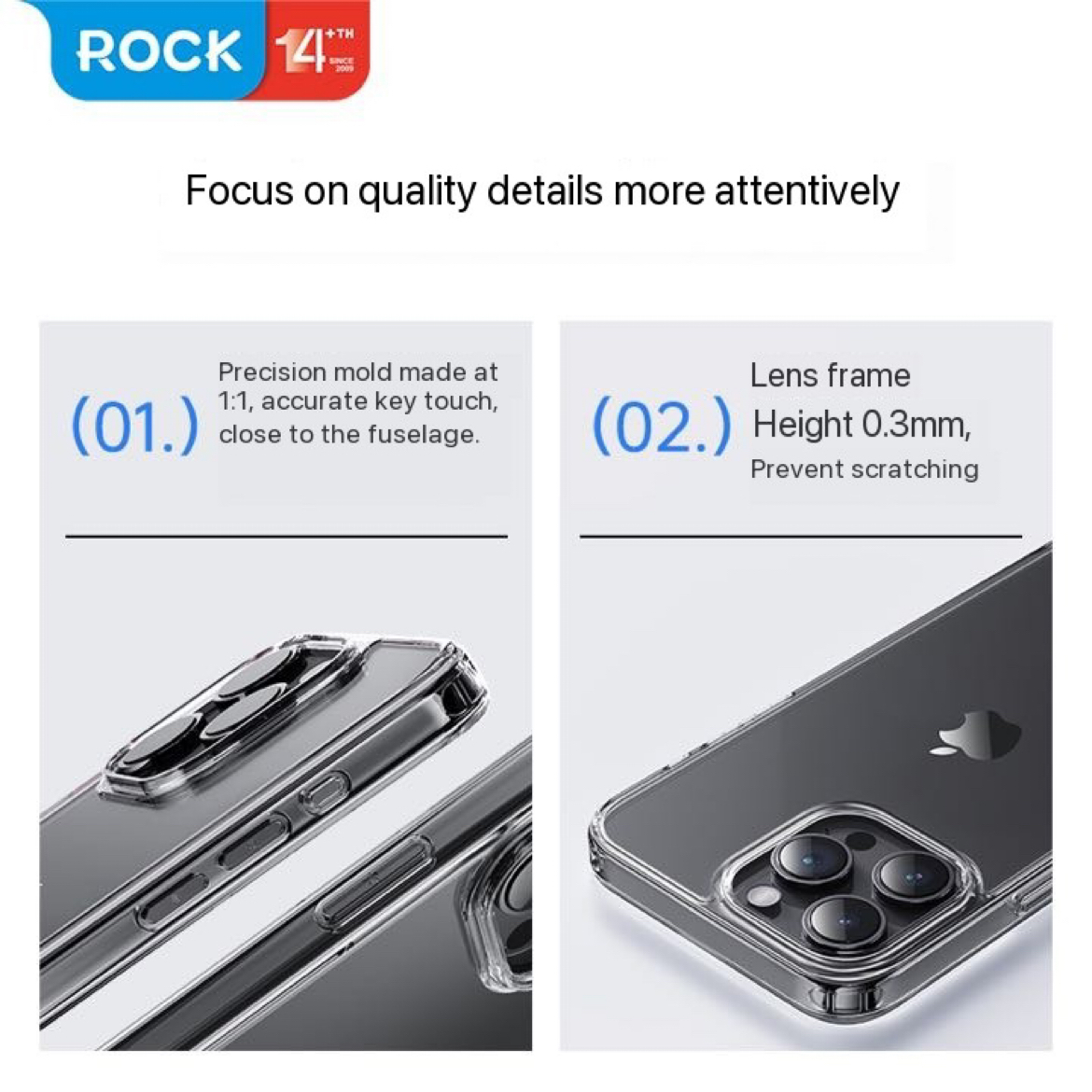 Rock Space Clear transparent skal till iPhone 15 Pro