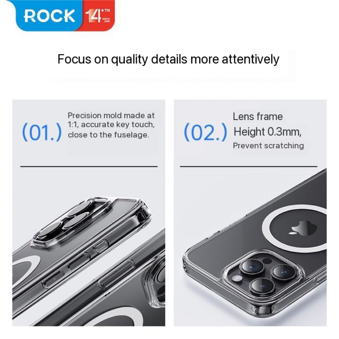 Rock skal med stöd för trådlös laddning till iPhone 15 Pro Max