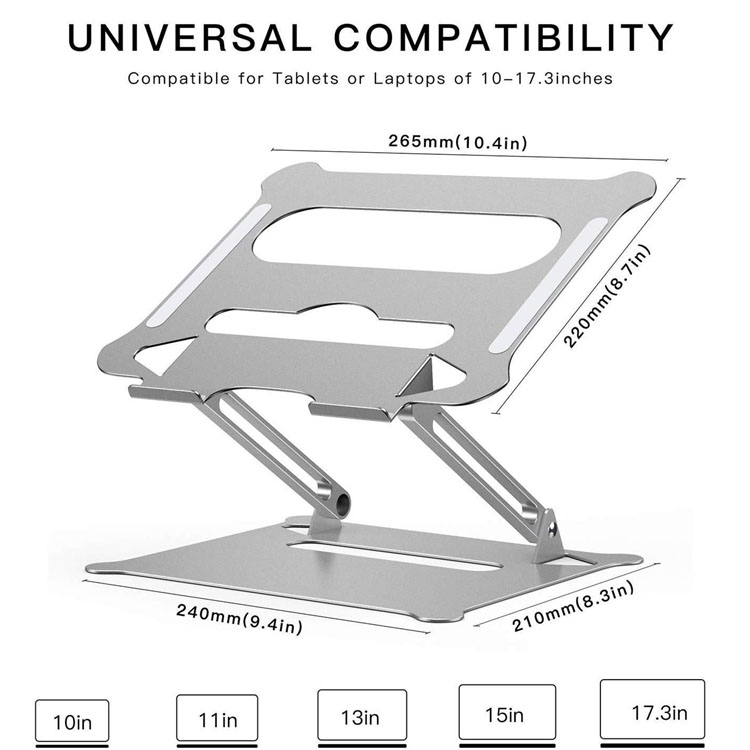Vikbart aluminiumställ för laptops, 10-17.3 tum