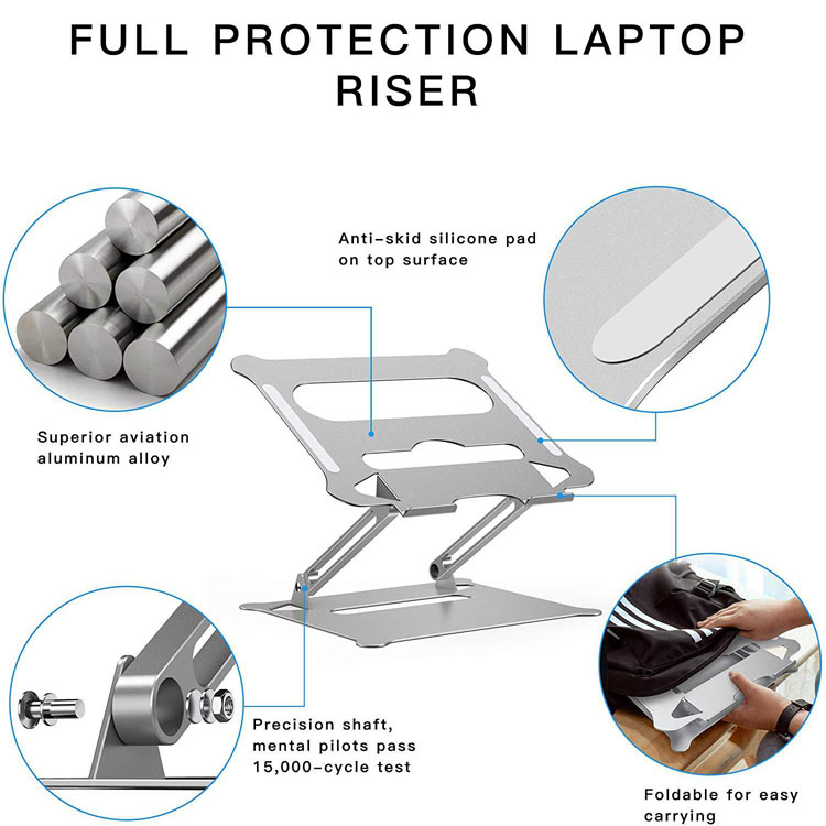 Vikbart aluminiumställ för laptops, 10-17.3 tum