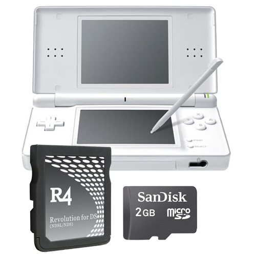 Nintendo DS Lite vit + R4 + 2GB microSD