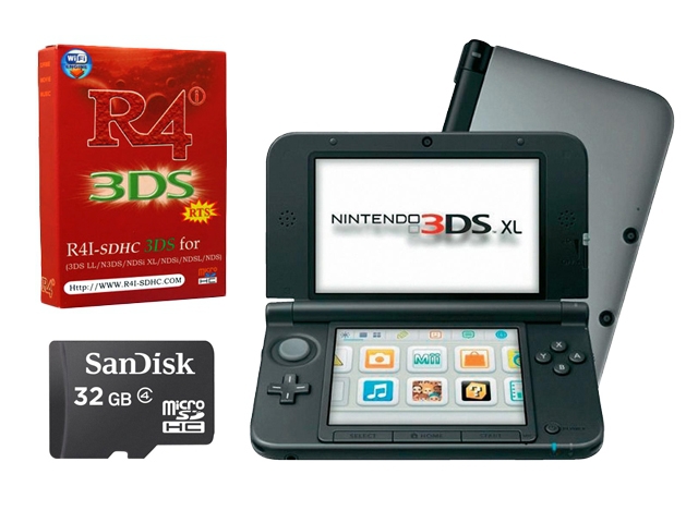 Nintendo 3DS XL + R4i 3DS + 32GB microSD