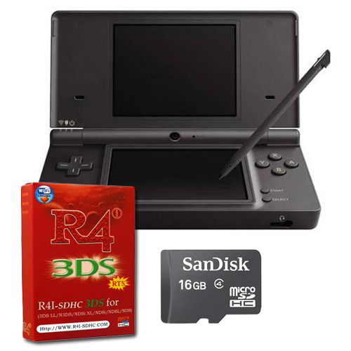 Nintendo DSi svart + R4i 3DS + 16GB microSD