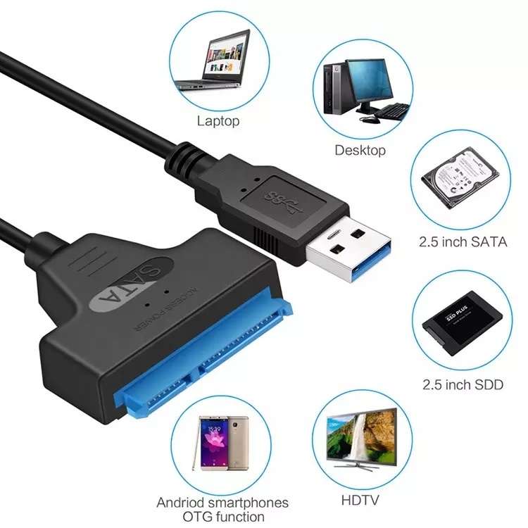 SATA till USB 3.0 adapterkabel, 2.5 tum, 6Gbps, 25cm