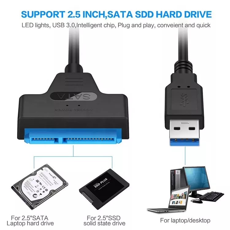 SATA till USB 3.0 adapterkabel, 2.5 tum, 6Gbps, 25cm