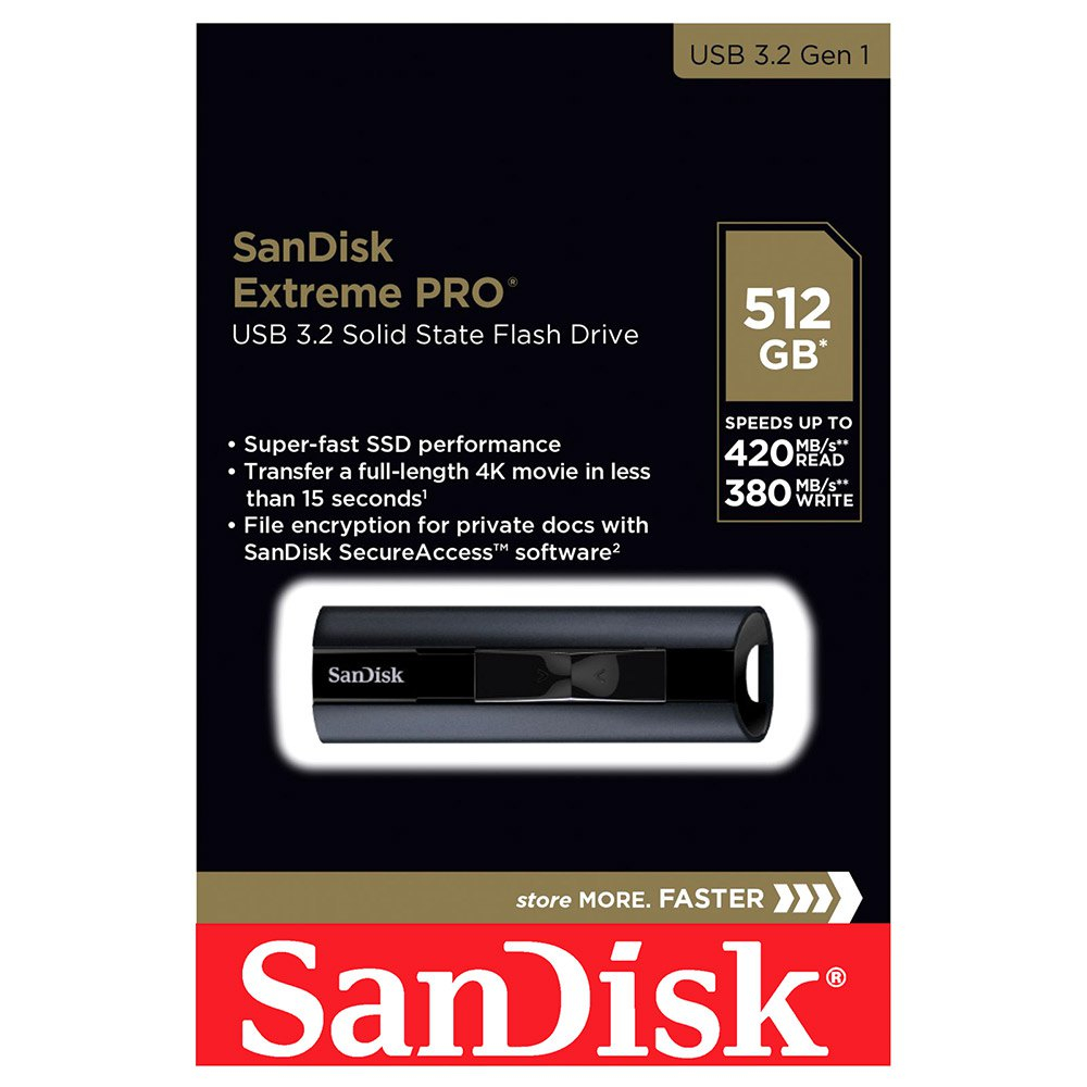 512GB SanDisk Extreme Pro Solid State USB-minne, USB 3.2