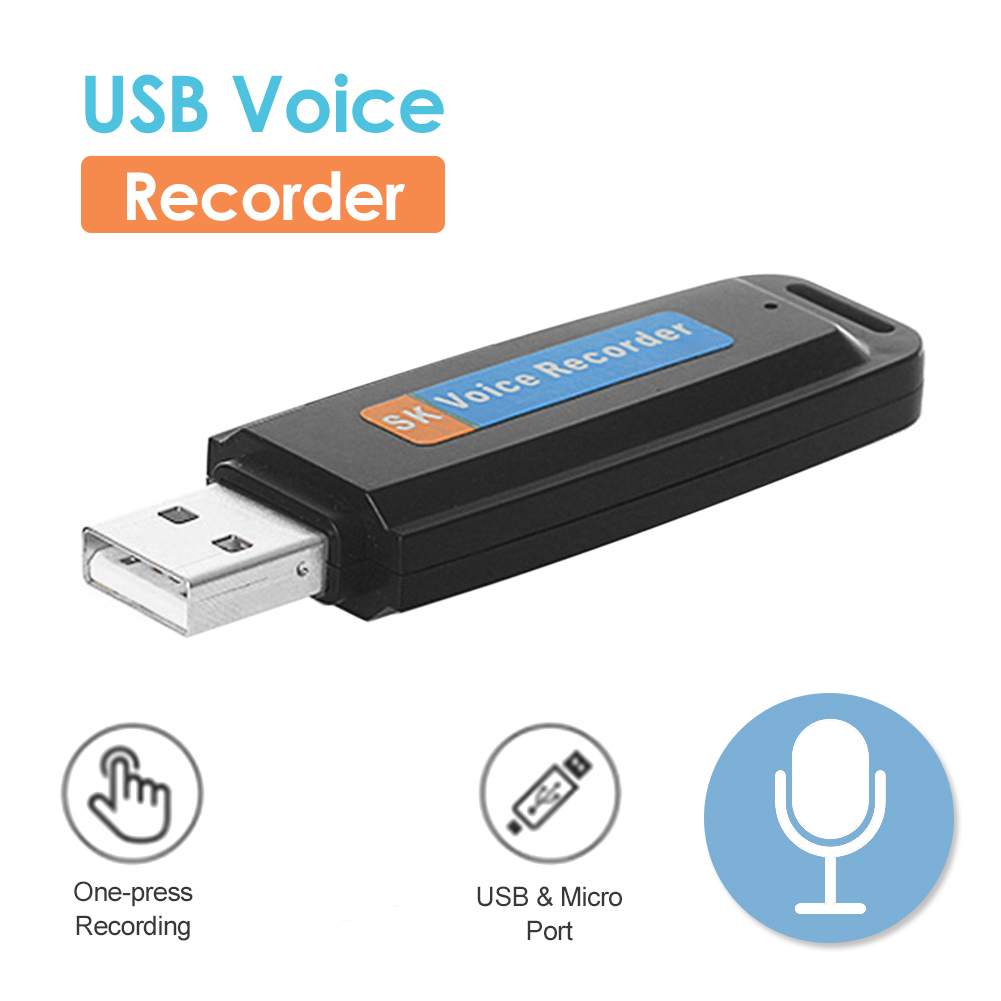 U-Disk SK001 USB 2.0 ljudinspelare/diktafon, WAV, svart