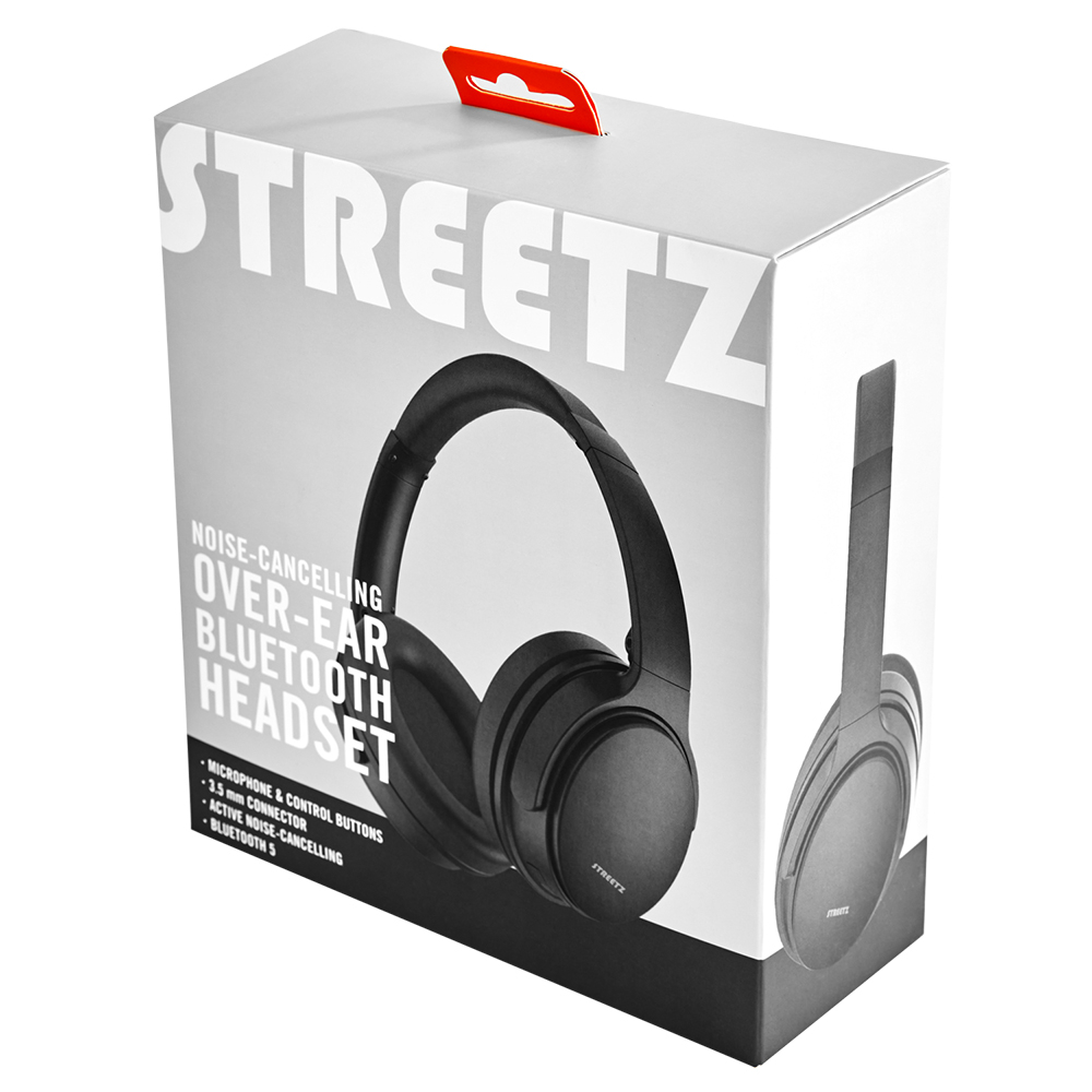 STREETZ brusreducerande Bluetooth-hörlurar, mikrofon, svart