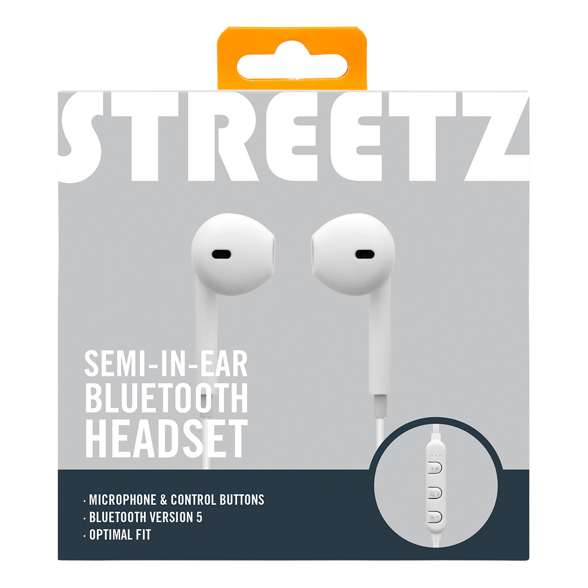 STREETZ Trådlösa Semi-In-Ear hörlurar med mikrofon, optimal fit
